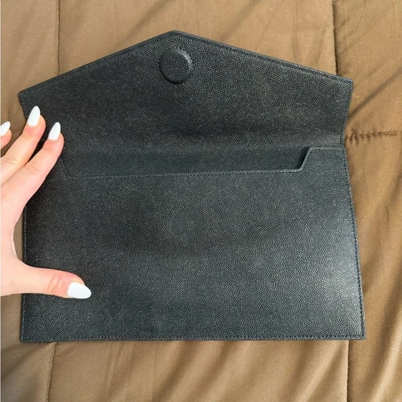 Yves Saint Laurent Black Clutch with Gold Logo - Picture 3 of 3